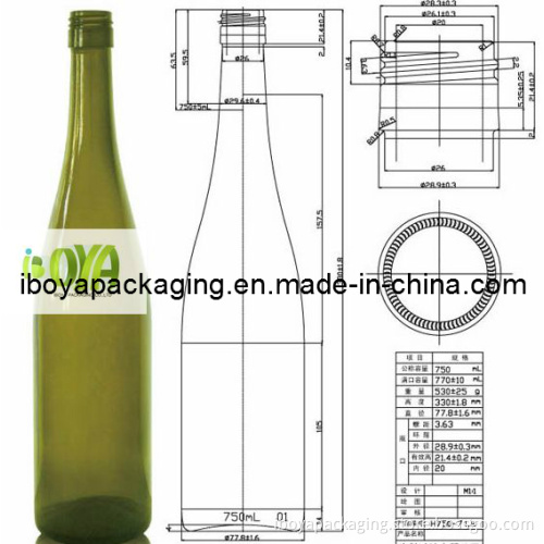 750ml Glass Wine Bottle